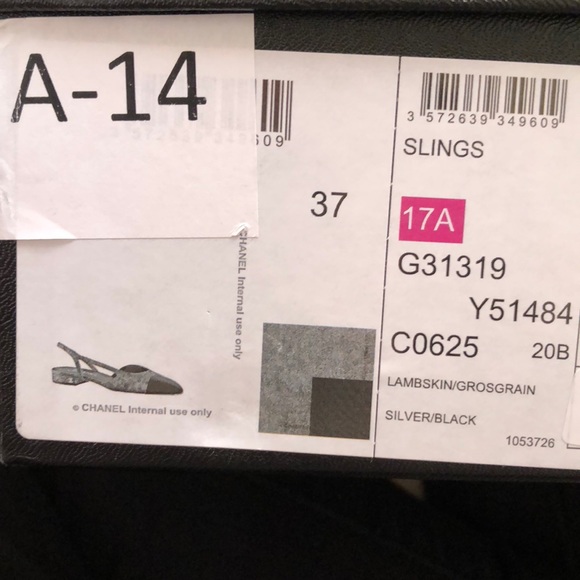 Chanel Slingback 37 size 7 Lambskin/Grosgrain - Picture 7 of 8